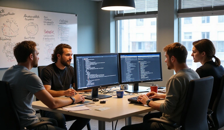 CodeCapital Systems team working on software development